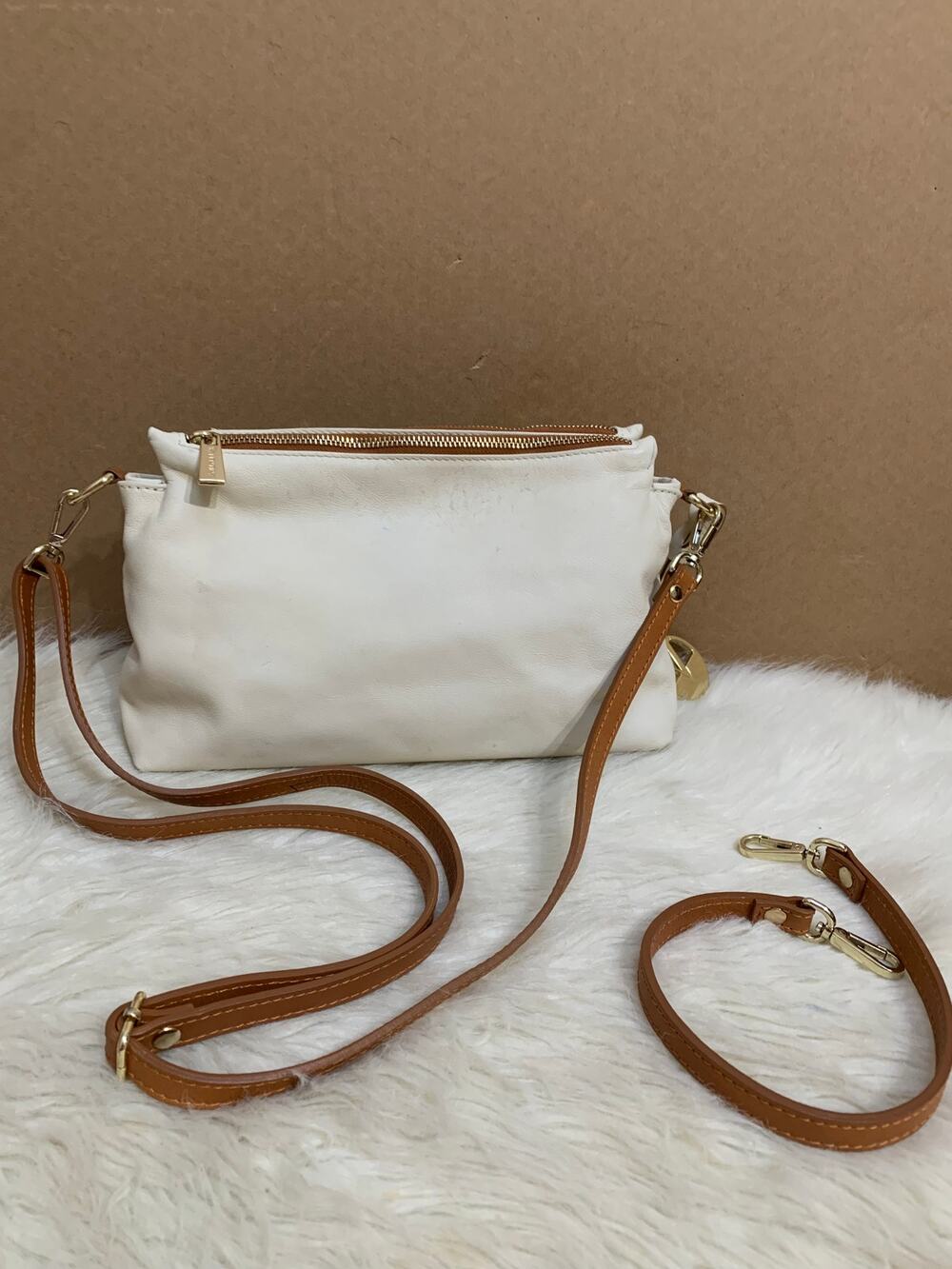VALENTINA TRADIZIONE ITALIANA Soft Cream Leather Convertible Hobo XBody